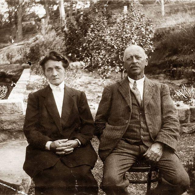 Seated couple in the Glenlee garden, a historic portrait